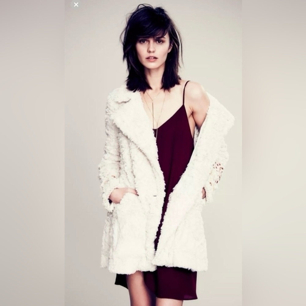 Free People Vintage Cream Teddy Swing Coat Jacket